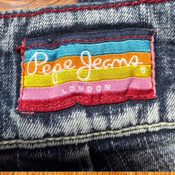 Pepe Jeans London Y2K Flare Jeans 32W x 31L • Swirl Embroidery • Mid Rise - Picture 3 of 13